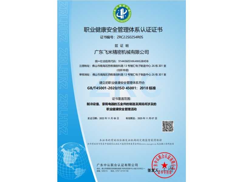 飞米职业健康安全管理体系认证